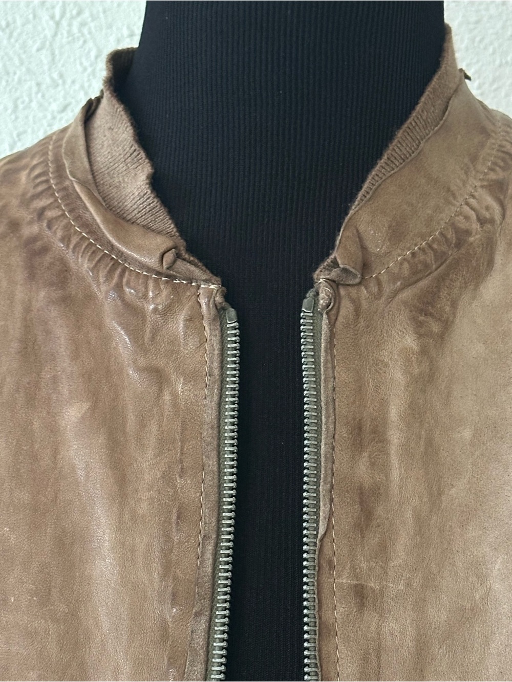 Marco Delli Women's Tan Leather Zip-Front Jacket